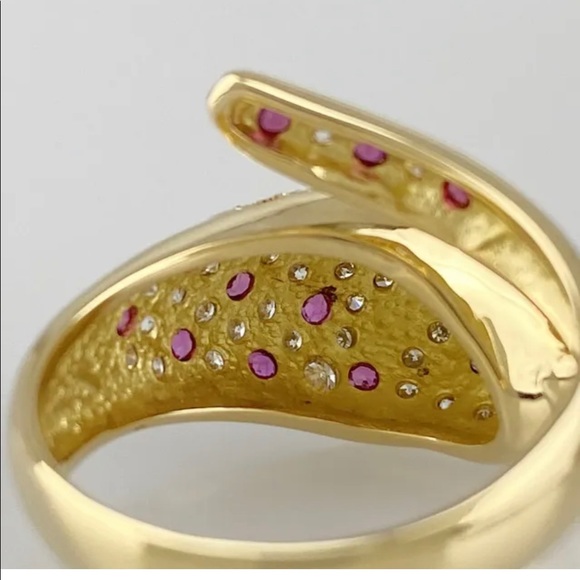 18K Ruby and Natural Diamond Serpenti Ring Authenticity Guaranteed - Picture 5 of 8